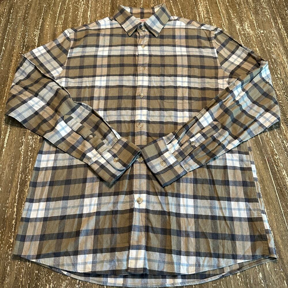 Faherty Plaid Cotton Long Sleeve Button Down Collar Shirt Green Men’s Size M